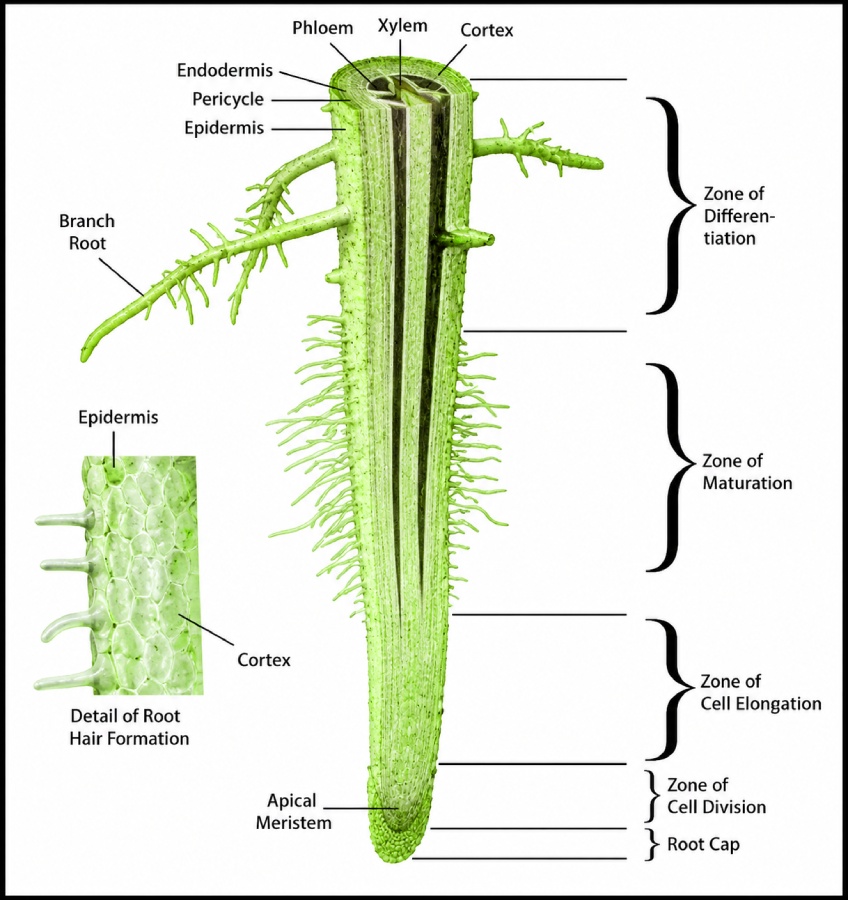 Diagram Potongan Penampang Akar Tanaman
